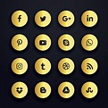 Iconos redondos dorados de redes sociales | Vector Gratis