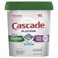 Cascade Platinum ActionPacs Dishwasher Detergent, Fresh Scent, 62 Count ...