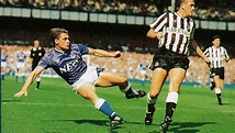 27th August 1988. Everton striker Tony Cottee scoring one of his three ...