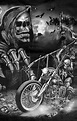 PRETTY WILD, 💀🐺👀🔧 | Biker art, Skull art, Motorcycle artwork