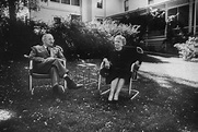 Former president Harry Truman and wife Bess in their back yard in ...