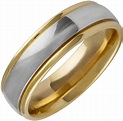 Two Tone Platinum and 18K Yellow Gold Traditional Classic Men's Wedding ...