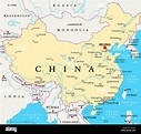Mapa político de China con la capital, Pekín, las fronteras nacionales ...