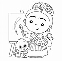 Dibujos Para Colorear De Frida Kahlo Para Niños | Dibujos Para Colorear