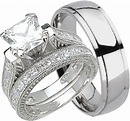 His and Hers Wedding Ring Set Matching Trio Wedding Bands for Him Her ...