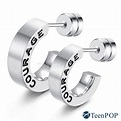 鋼耳環 ATeenPOP 珠寶白鋼 情人耳環 勇氣非凡 單邊單個 可雙面配戴 聖誕禮物 | 白鋼 | Yahoo奇摩購物中心