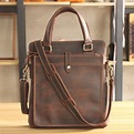 Luxury Vintage Pure Handmade Crazy Horse Leather Men Bag Casual ...