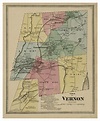 Vernon, Connecticut 1869 Tolland Co. - Old Map Reprint - OLD MAPS