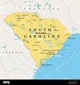 Carolina del Sur, SC, mapa político, con la capital Columbia, las ...