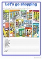 Shops - Let's go shopping: English ESL worksheets pdf & doc