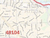 Ann Arbor MI Zip Code Map