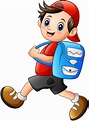 Cute School Boy Cartoon Going To School Stock Illustration - Download ...
