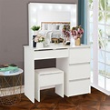 Ktaxon Vanity Table Set with Lighted Mirror, Makeup Table with 4 ...