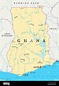 Ghana politische Karte mit Hauptstadt Accra, Landesgrenzen, die ...
