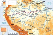 Multimídia: mapa físico da bacia hidrográfica do rio Amazonas ...