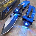 Pocket Knife With Led Light For Tactical Self Defense Assist Open Blue ...
