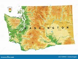 Washington State Physical Map Stock Vector - Illustration of border ...