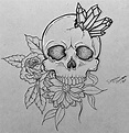 Easy Skull Drawings, Cool Tattoo Drawings, Gothic Drawings, Tattoo ...