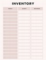 Printable Inventory Management Form, Inventory Sheet, Inventory List ...