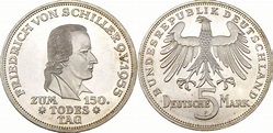 Bundesrepublik Deutschland / BRD 5 Deutsche Mark / 5 DM 1955 F Zum 150 ...