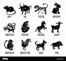Illustrations or icons of all twelve Chinese zodiac animals Stock Photo ...