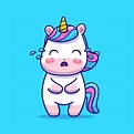 Free Vector | Cute unicorn crying cartoon icon illustration.