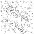 lindo unicornio para colorear página con arco iris 7486514 Vector en ...
