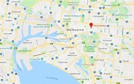 Location of Fitzroy Gardens on map of Melbourne