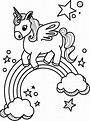 Unicornio en Arcoiris con Estrellas para colorear, imprimir e dibujar ...