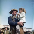 John Wayne And Daughter Aissa On Movie Photograph by Bettmann - Fine ...