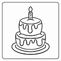pastel de cumpleaños página para colorear 13191823 Vector en Vecteezy