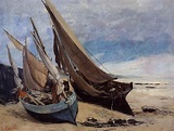 Gustave Courbet - Fishing Boats on the Deauville Beach | Boat painting ...