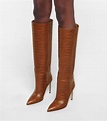 Paris Texas Croc-effect Leather Knee-high Boots in Brown - Lyst