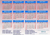 Calendario anual 2014 con feriados, Calendario 2014 para imprimir ...