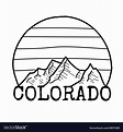 Colorado symbol line drawing with mountains Vector Image