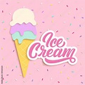 Ice Cream hand lettering, custom typography, with papper cut art ...