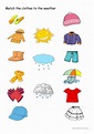 Match the clothes to the weather - English ESL Worksheets for distance ...