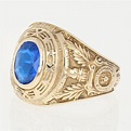 Georgetown University Class Ring - 10k Yellow Gold Synthetic Blue ...