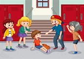 acoso escolar con personajes de dibujos animados de estudiantes ...