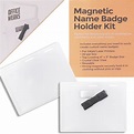 Officewerks Magnetic Name Badge Holder Kit, 4” x 3” Clear Top Loading,