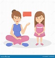Mother Talk To a Little Child. Parent with a Kid Stock Vector ...
