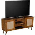 Solid Wood TV Stand with Cane Inserts | Home Accents | AFW.com