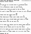 Country Music:Come With Me-Waylon Jennings Lyrics and Chords