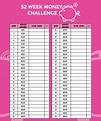 Printable 52 Week Money Challenge $20000 - Printable Word Searches
