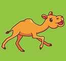 Lindo camello corriendo ilustración animal de dibujos animados aislado ...
