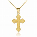 Solid Gold Eastern Orthodox Cross Charm Pendant