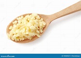 Wooden Spoon with Chopped Garlic Stock Image - Image of background ...