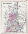 Laminated Map - Large detailed old administrative map of New Hampshire ...