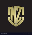Mz logo monogram with emblem shield shape design Vector Image