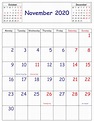 November 2020 Calendar With Holidays Monthly Printable Calendar ...
